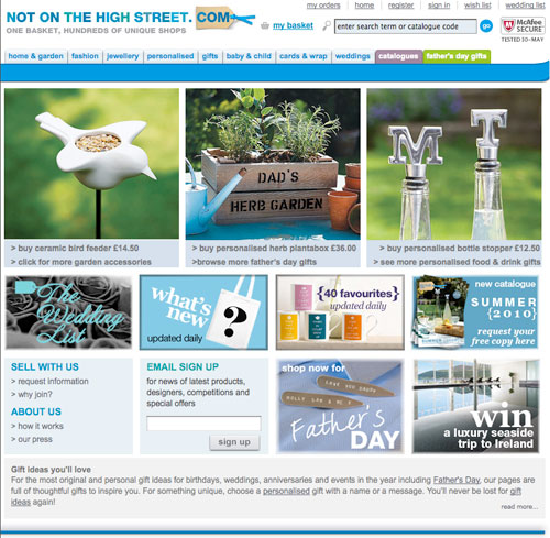 notonthehighstreet.com Home Page