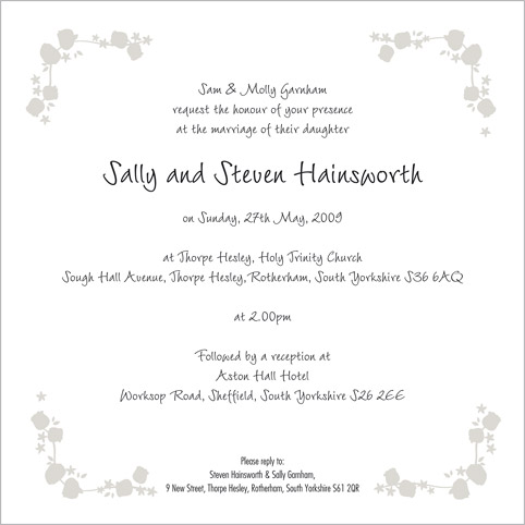 Wording of evening wedding invitations