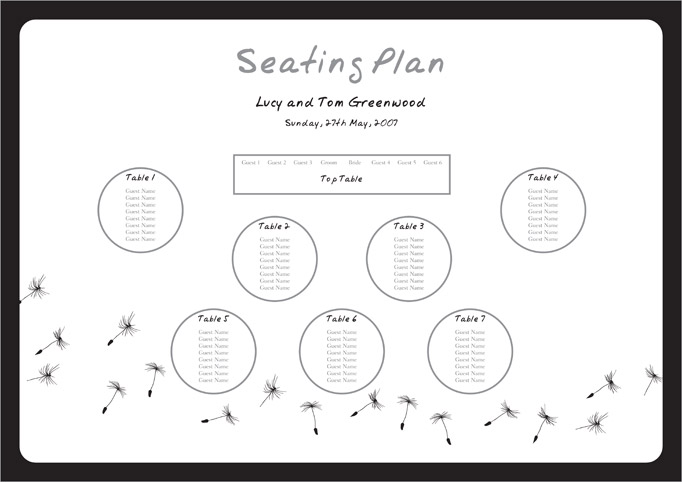 A large scale plan of the seating arrangements for your reception meal.