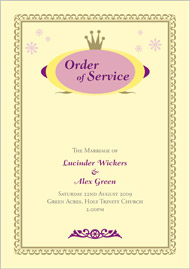 Matilda wedding stationery order of service