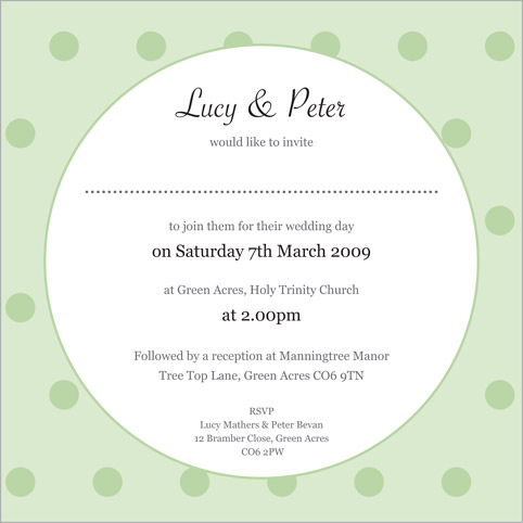 Polka Perfect wedding stationery invitation inside