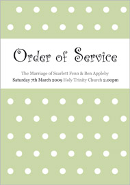 Polka Perfect wedding stationery order of service