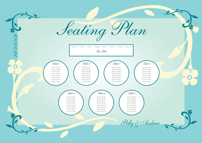 A large scale plan of the seating arrangements for your reception meal