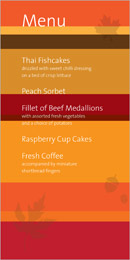 Autumn Stripes wedding stationery menu