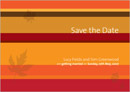 Autumn Stripes wedding stationery save the date card