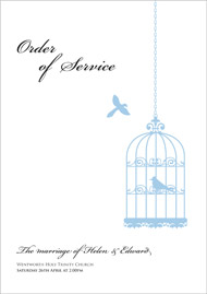 Birdcage wedding stationery order of service