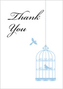 Birdcage wedding stationery thank you card