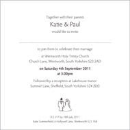 Bride & Groom wedding stationery invitation inside