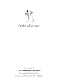 Bride & Groom wedding stationery order of service