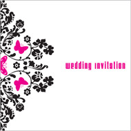 Butterfly Damask wedding stationery invitation