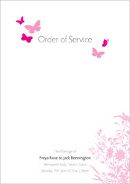 Butterfly wedding stationery order of service