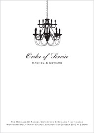 Chandelier wedding stationery order of service