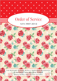Vintage Rose wedding stationery order of service